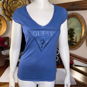 GUESS PREOWNED SZ S  Blue Women's Top BLOUSE TSHIRT